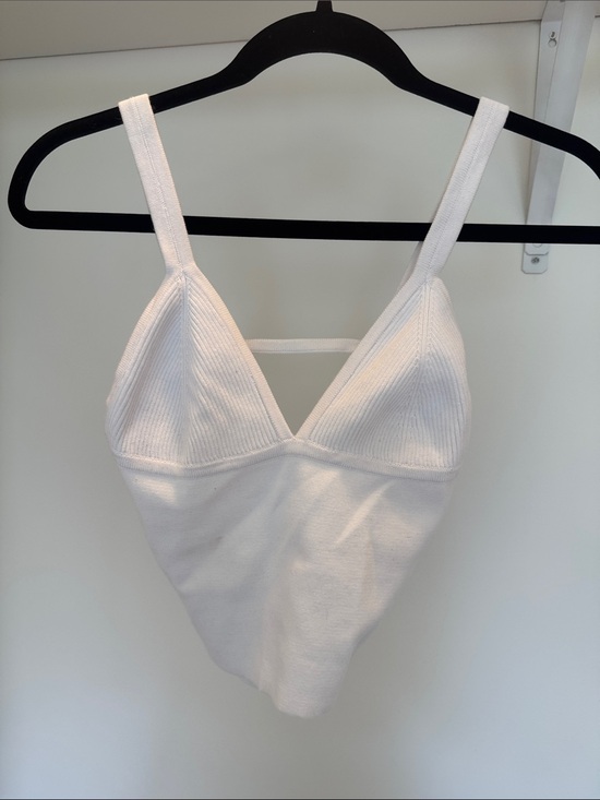Free People Tops - Free People White Ribbed V-Neck Crop Top